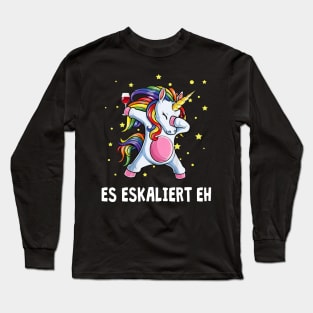 Es Eskaliert Eh Dabbing Unicorn Einhorn Wein Long Sleeve T-Shirt